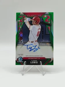 2024 Bowman Draft Tyson Lewis Class of 2024 Auto Green Refractor /99 Reds - Bild 1 von 2