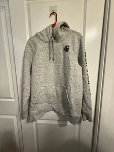 Carhartt Hoodie Grey Speckled Relaxed Fit Size Xl 12-14 Woman’s - Picture 1 of 6