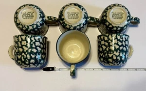Juego de 6 tazas de café esponja verde Tienshan de manzana artesanal popular rústicas años 80 - Imagen 1 de 1