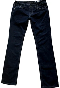 Miss Me Denim Jeans Gr. 31 Schrittlänge 34,5" dicke Nähte verzierte Taschen Glitzer - Bild 1 von 10