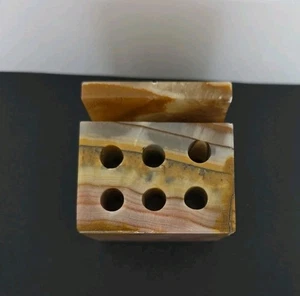 Vintage Onyx Cube Desk Organizer - Pen And Card/Letter Holder *READ * - Picture 1 of 19