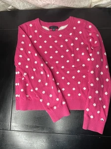 Tommy Hilfiger Pink and White Polka Dot Sweater 12-14 large  - Picture 1 of 4