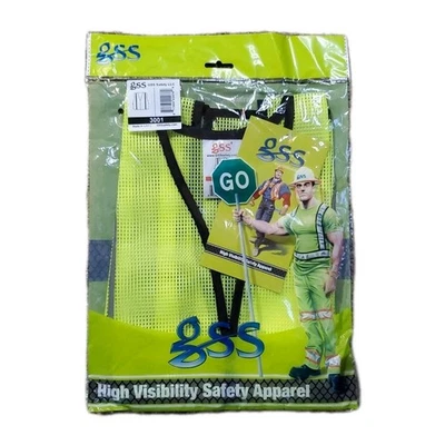 Chaleco económico GSS Safety 3001 no ANSI con rayas de 1"" W cal con rayas plateadas Foto 1 de 2