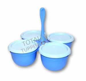 Juego de cuencos caddy en flor/esenciales para servir Tupperware con sellos azules - Imagen 1 de 2