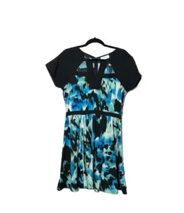 Jaye.e. Vestido de manga corta Colourblock azul negro escote redondo Y2K - Imagen 1 de 9