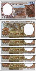 Central African St, CAMEROUN 500 Francs 1994, UNC, 5 Pcs LOT,Consecutive,P-201Eb - Picture 1 of 4