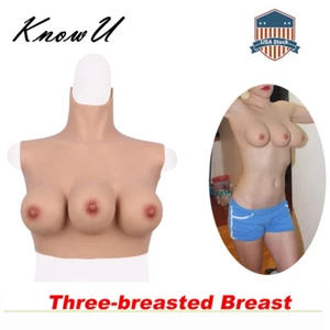 Three Tits Silicone Breast Plate Fake Boobs Silicone Filler for Crossdresser - Picture 1 of 15