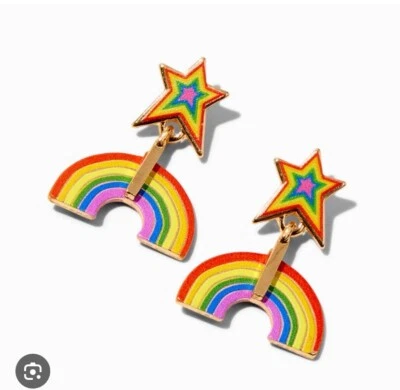 Claire’s Rainbow Pride Star Dangle Earrings Birthday Vacation  - Image 1 of 3