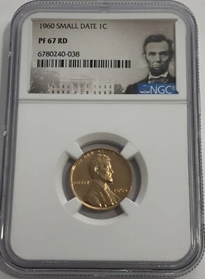 1960 P NGC PF67 RD Small Date Penny Red Proof Lincoln Memorial 1C One Cent Port - Image 1 of 3
