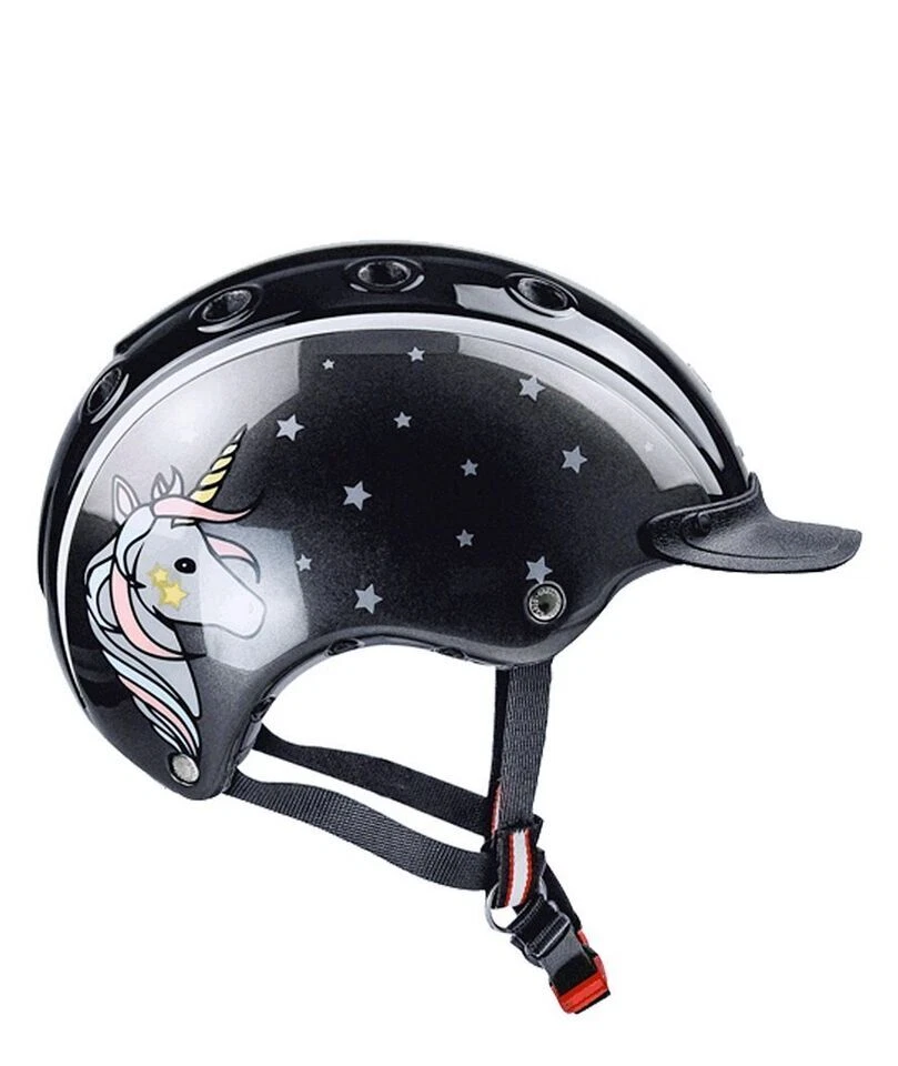 Casco Nori Einhorn Kinderreithelm - Schwarz/Grau, Gr. S (52-56cm)