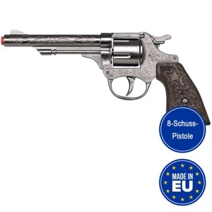 Cowboy Pistole 21 cm silbern braun 8 Schuss Western-Revolver Kostüm-Zubehör - Bild 1 von 7