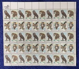 Scott #1760-63, 15c American Owls, Mint sheet of 50, MNH