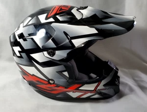 FLY RACING KINETIC STRAIGHT EDGE MX Helmet Blk/Grey/Red Youth LG 51-52cm LN - Picture 1 of 12