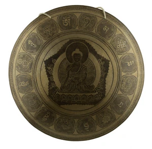 21" Gong tibétain - Bouddha Astamangala 52.5 cm Méditation Thérapie Népal 3171 - Picture 1 of 7