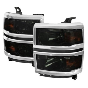 Smoked Lens Chrome Housing Headlights Chrome Trim 14-15 Chevy Silverado 1500 - Picture 1 of 2