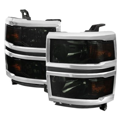 Smoked Lens Chrome Housing Headlights Chrome Trim 14-15 Chevy Silverado 1500 - Image 1 of 2