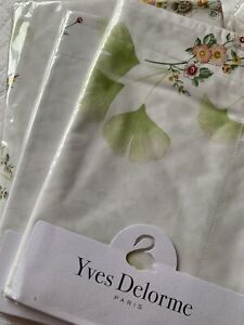 YVES DELORME GINKGO MULTI FLORAL PERCALE DUVET COVER SET KING LUXURY