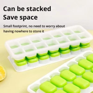Ice Cube Tray with Lid Easy Release Silicone Mould 14 Cubes Container Mold - Picture 1 of 10