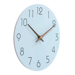 10 Inch Wall Clock, Silent Round Clocks Modern Style Wooden Clock, Black/Green - Picture 1 of 6