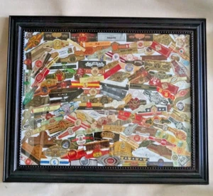 Cigar Band Art Framed Collage. approx 16x20 board in 20x24 frame - Picture 1 of 4