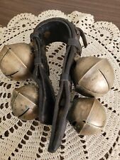 Antique Solid Brass Sleigh Bells  Leather Harness Strap