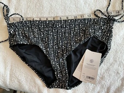 Bikini Athleta NUEVO CON ETIQUETAS L 12 14 pulgadas fondo completo perlas de arroz negro crujiente 657720 Foto 1 de 4