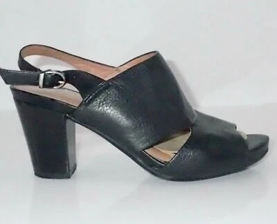 Nurture Women's Shoes Black Soft Leather 6.5M Slingback Open Toe Chunky Heels - Изображение 1 из 4