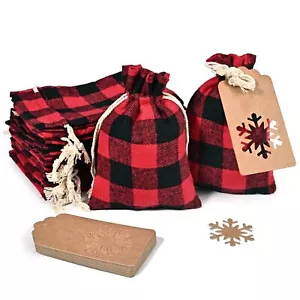 Drawstring Christmas Bags Xmas Gift Bag Wrapping Tote Treat Pouch Sack Stocking - Picture 1 of 7