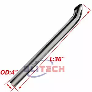 Chrome 4" OD X 36" inch Length Curved Stack Pipe Exhaust 4 Inch Pipe Tailpipe - Picture 1 of 5