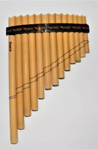 Pan Flute 13 Pipes-Natural Bamboo- Tuned Mi Minor From Peru - Item in USA - Case - Picture 1 of 3