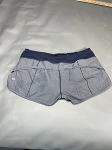 Lululemon Shorts Womens 8 Gray Navy Running Lined Back Zip Pocket Firm Waistband - Picture 1 of 13