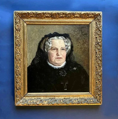 Ane Hansen (1852) Historic Oil Portrait. Noblewoman von Holstein.1896. COA - Image 1 of 4