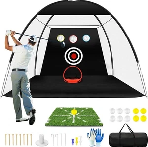 Red de golf de 10x7 pies con tapete de golf tela objetivo todo en 1 red de entrenamiento de golpeo de golf en casa - Imagen 1 de 9