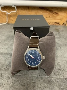 Bulova 96A282 A-11 Men's Automatic Hack Watch, Blue Dial, Brown Nylon Strap - Bild 1 von 4