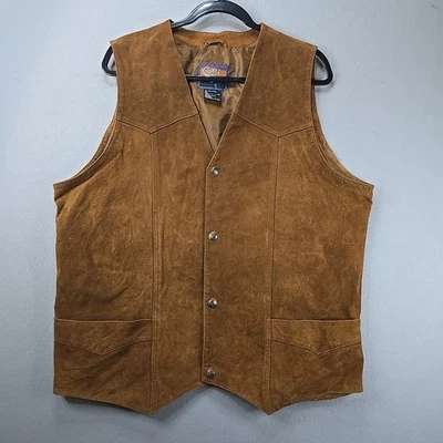 Cripple Creek Leather Vest Mens XXL Tall Brown Western Cowboy Vest Suede Riding - Image 1 of 4