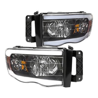 Black Fits 2002-2005 Dodge Ram 1500 2500 3500 Led Tube Headlights Left+Right - Image 1 of 4