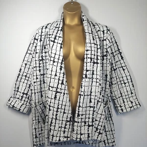 Box 2 Damen Swing Jacke Größe 14/16 schwarz weiß strukturiert Jersey Schalkragen - Bild 1 von 18