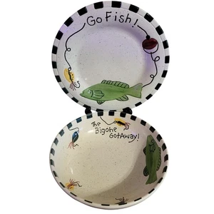 Dekorative Go Fish 10" Teller & The Big One Got Away 8" Servierschale Steinzeug - Bild 1 von 7