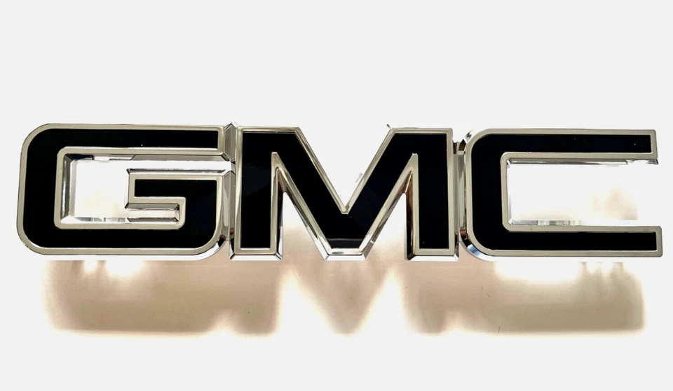 Оригинальный 2007-2013 решетка большой GMC эмблема значок Sierra 1500 2500HD хром черный - Изображение 1 из 4