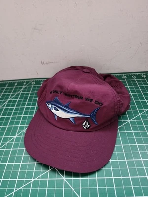 Volcom Men's Adjustable Snapback Hat Maroon One Size Fishinh Ahi DAMAGED - Image 1 of 4