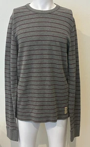 Hollister Long Sleeve Thermal Knit Shirt Mens XL Gray Striped Casual Retro Comfy - Picture 1 of 6