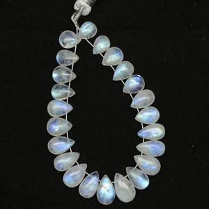 23Pcs 38Cts Natural Rainbow Moonstone Teardrop Briolette 7x5-10x6mm#13553 - Picture 1 of 8