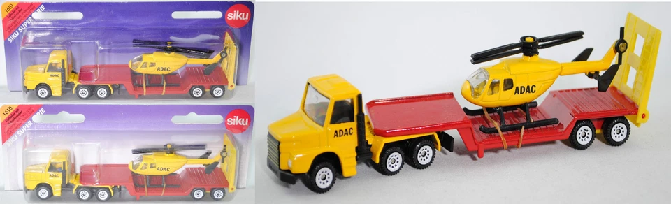 Siku Super 1610 Scania T143H-400 Tieflader mit ADAC-Hubschrauber ca. 1:91 - Bild 1 von 1