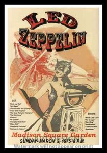 Gerahmtes Vintage Style Rock n Roll Poster "LED ZEPPLIN M.S.G., 1975"; 12x18 - Bild 1 von 1