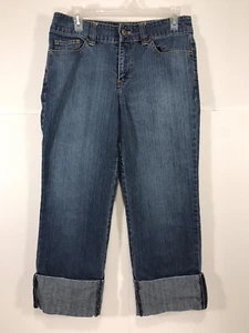 New York & Company blau Denim Bündchen Capri Cropped Jeans Damengröße 8 - Bild 1 von 3