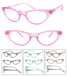 1 or 3 Pair Woman Cat Eye Glitter Frame Full Lens Reading Glasses Spring Temple - Picture 1 of 16