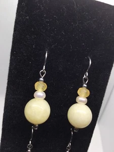 Drop/Dangle Pierced Hook Yellow Gemstone Earrings - Picture 1 of 12