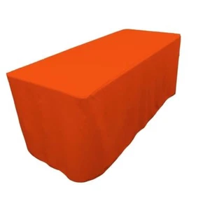 6' ft. Fitted Polyester Tablecloth Wedding Banquet Event Table Cover - ORANGE - Picture 1 of 3