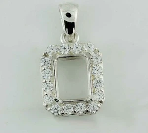 9x7 Oval  semi-mount pendant setting CZ silver 925#389s - Picture 1 of 3
