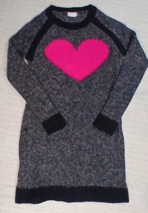 Circo Valentine's Day Sweater Dress Gray With Pink Heart Girls Youth Size 10-12 - Picture 1 of 9